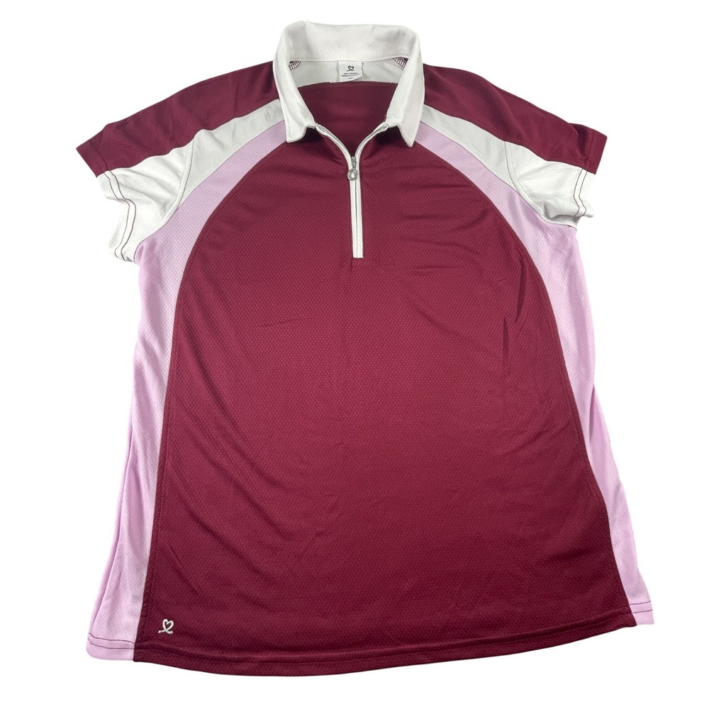 Daily Sports Polo Women XXL Burgundy Pink Short Sleeve Golf Pickleball Tennis